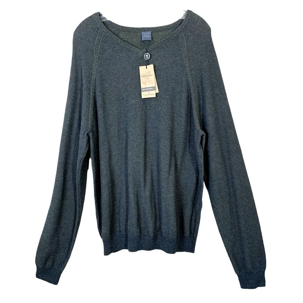 Tailor Vintage Reversible Pullover
V-Neck Sweater Charcoal Gray Sz Large NWT - Picture 3 of 8